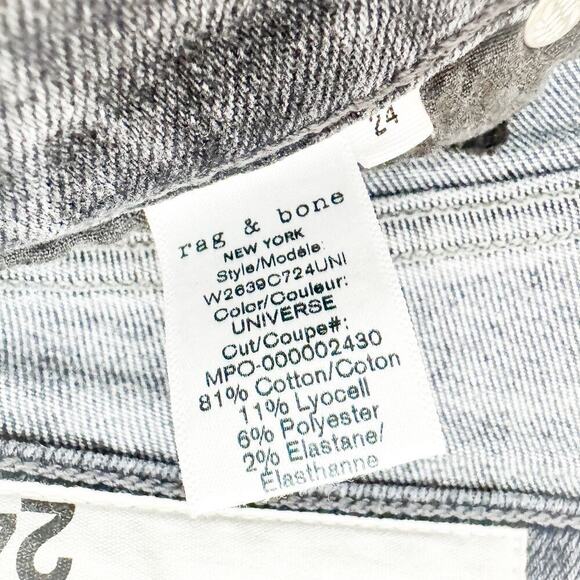 Rag & Bone Nina High-Rise Ankle Skinny Raw Hem Gray Denim Skinny Jeans Size 24 - Picture 7 of 8